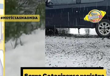 Serra Catarinense registra chuva de granizo e ruas cobertas de gelo nesta terça